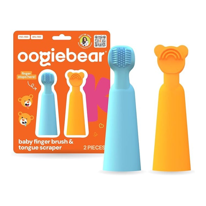 Baby Finger Brush & Tongue Scraper - blue/orange