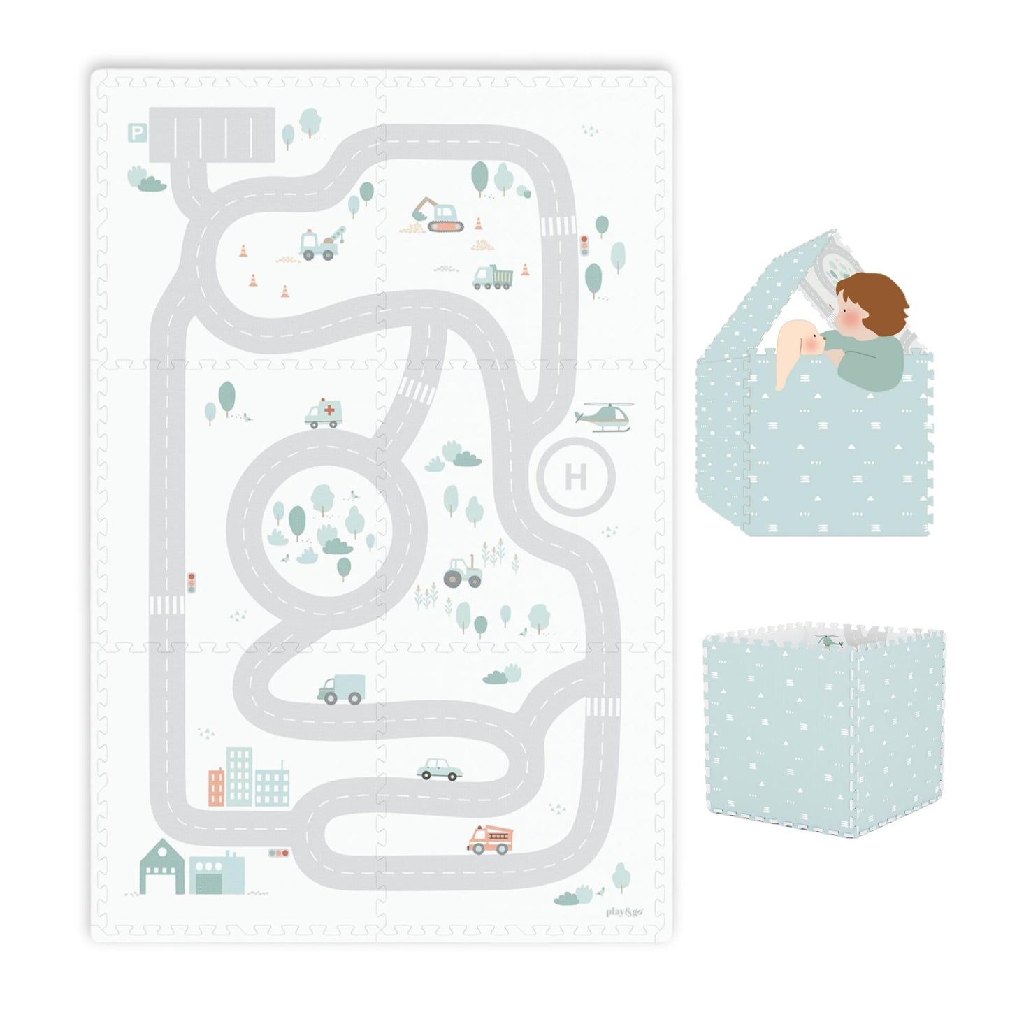 tiloo: Foam Puzzle Playmat & Storage Box - Road Map