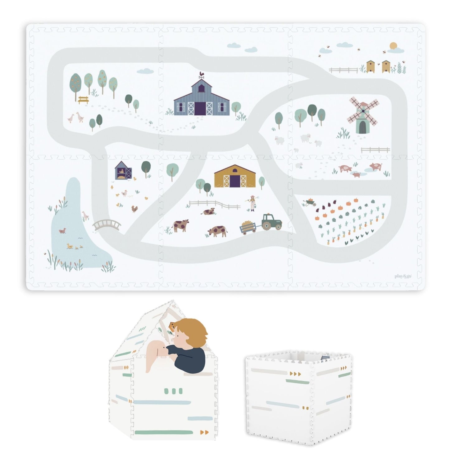 tiloo: Foam Puzzle Playmat & Storage Box - Farm