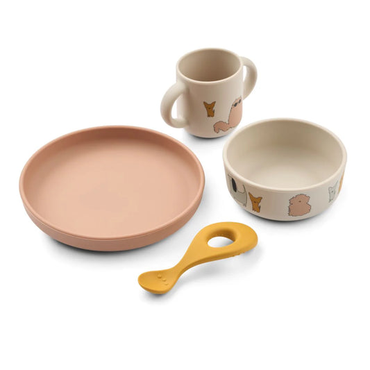 Vivi Printed Tableware Set - Cats and Dogs / Sandy