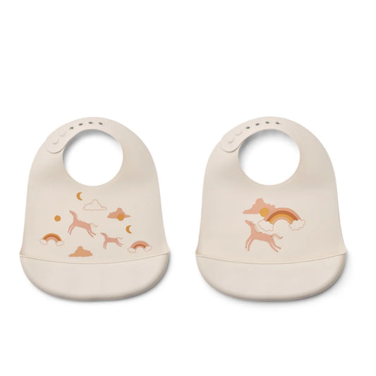 Tilda Printed Bib 2-Pack - Dream / Ecru