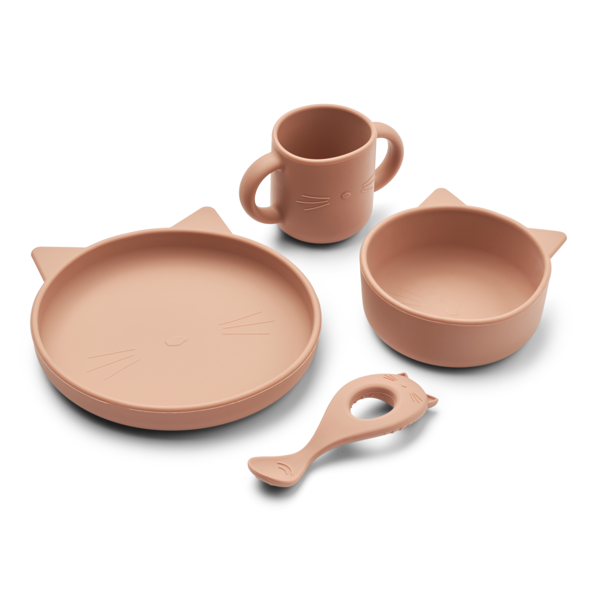 Vivi Printed Tableware Set - Cat dark rose