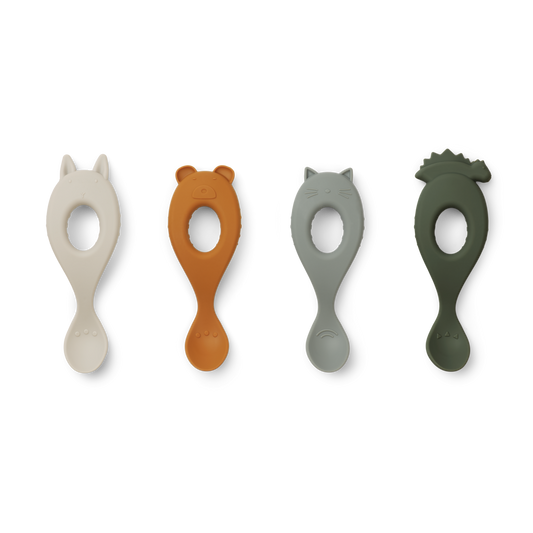 Liva Silicone Spoon 4-Pack - Hunter green mix