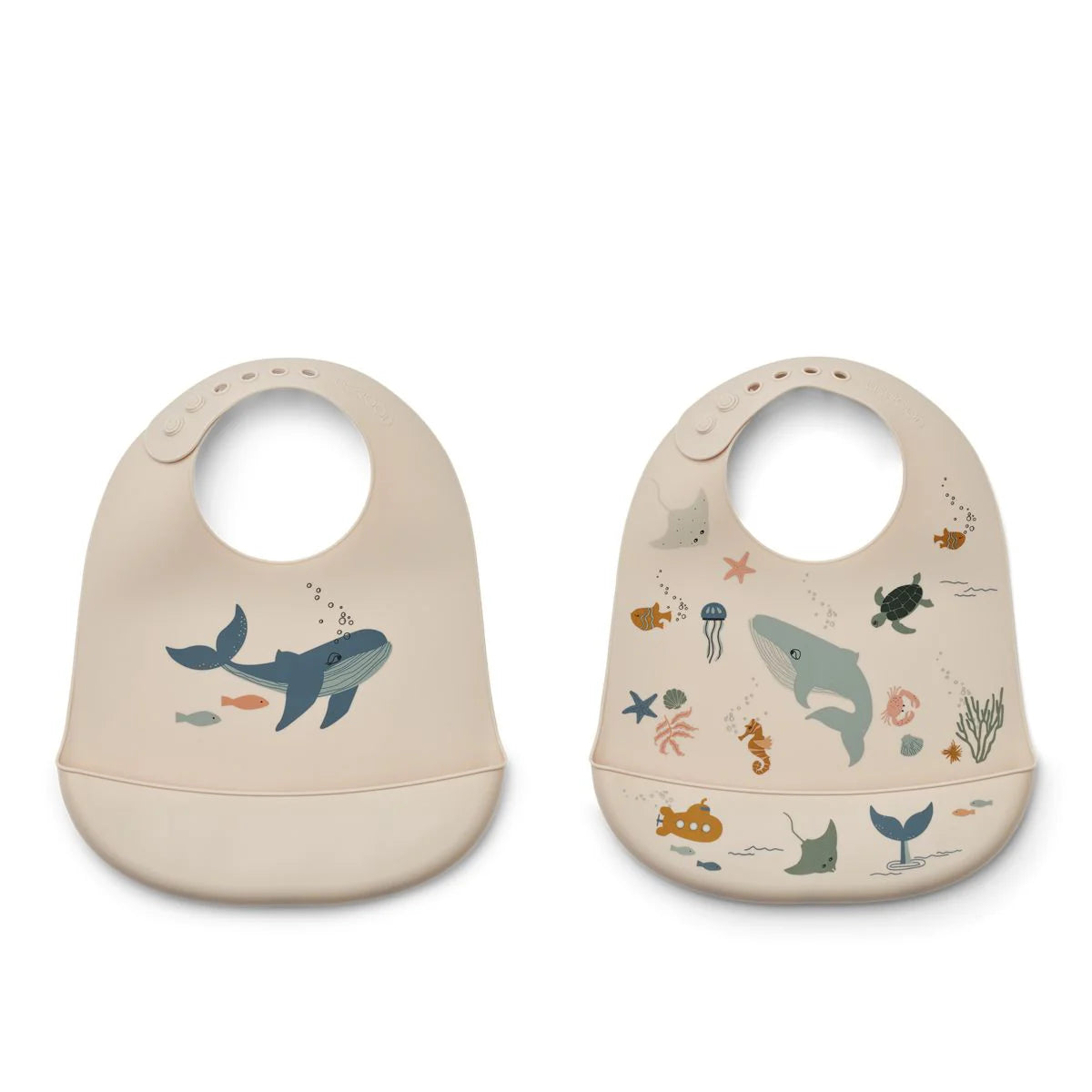 Tilda Printed Bib 2-Pack - Sea creature / Sandy