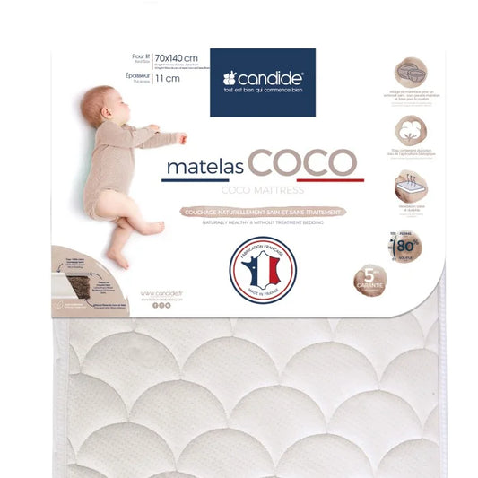 Candide Organic Coco Mattress with Removable cover - 70x140cm