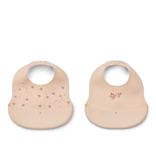 Ember Printed Bib 2-pack - Mini Butterfly / Apple Blossom