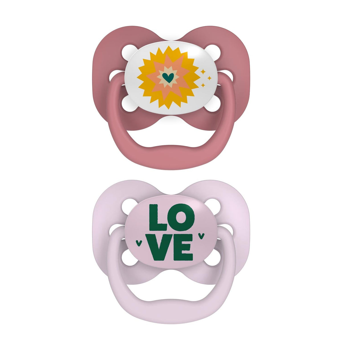 Advantage Soothers Stage 1 (0-6m), Pink, 2-Pack