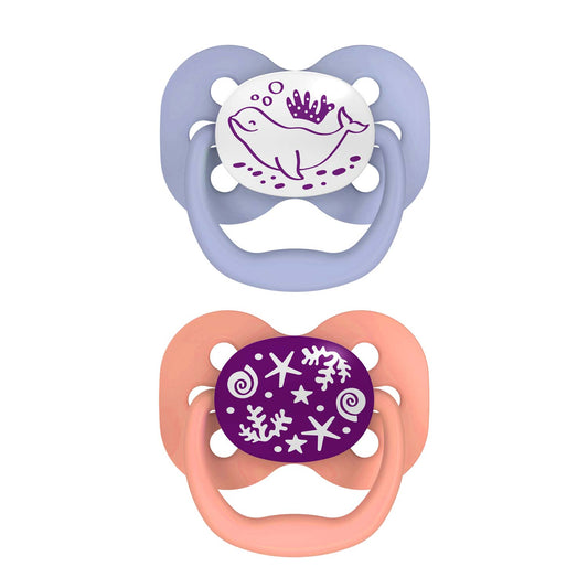 Advantage Soother Glow In The Dark Stage 1 (0-6m), 2 Pack, Coral Ocean