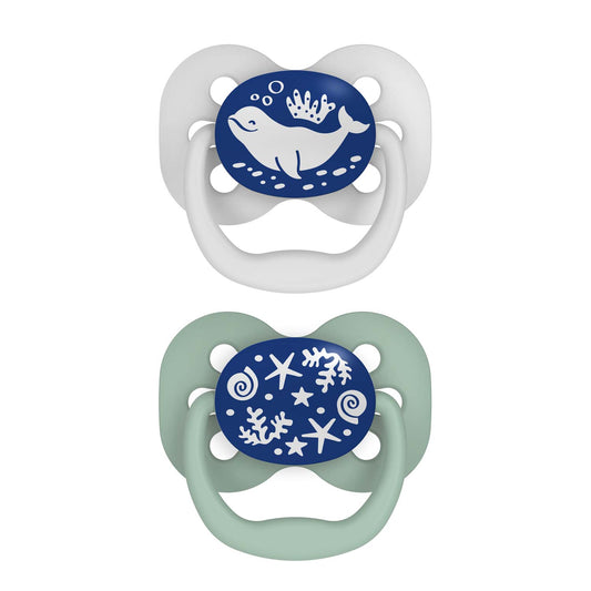 Advantage Soother Glow In The Dark Stage 1 (0-6m), 2 Pack, Blue Ocean