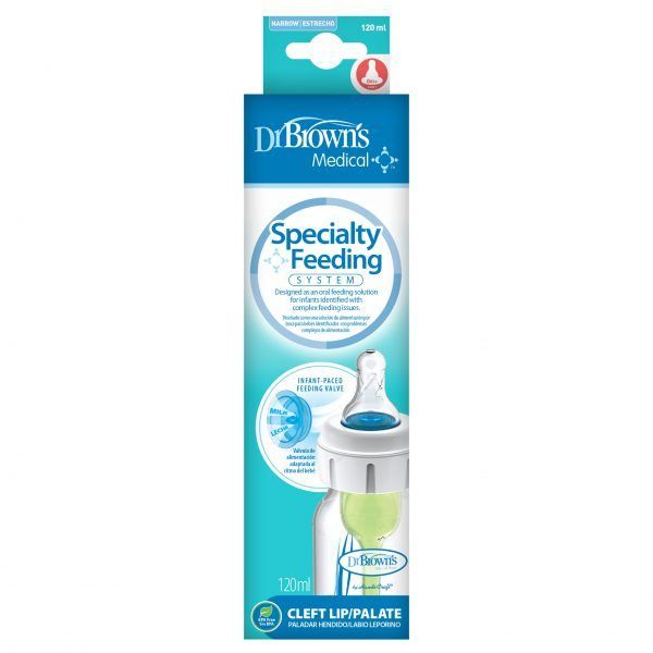 Anti-Colic Options+ Narrow Specialty Feeding Bottle / Cleft Palate 120 Single With Level 1 Slow Flow Nipple