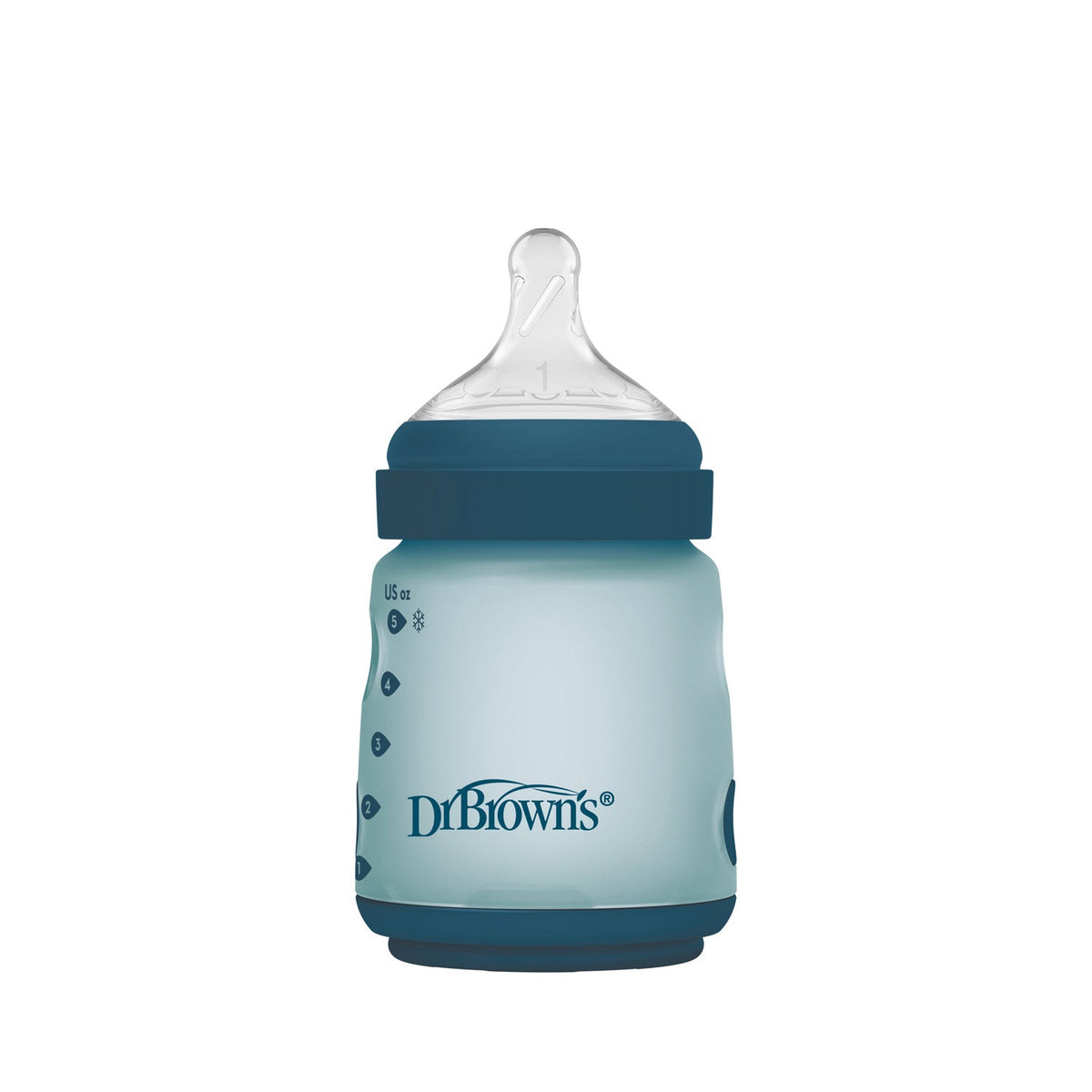 Silicone Options+ Wide-Neck Bottle 150 ml with Level 1 Nipple, Blue, 0m+