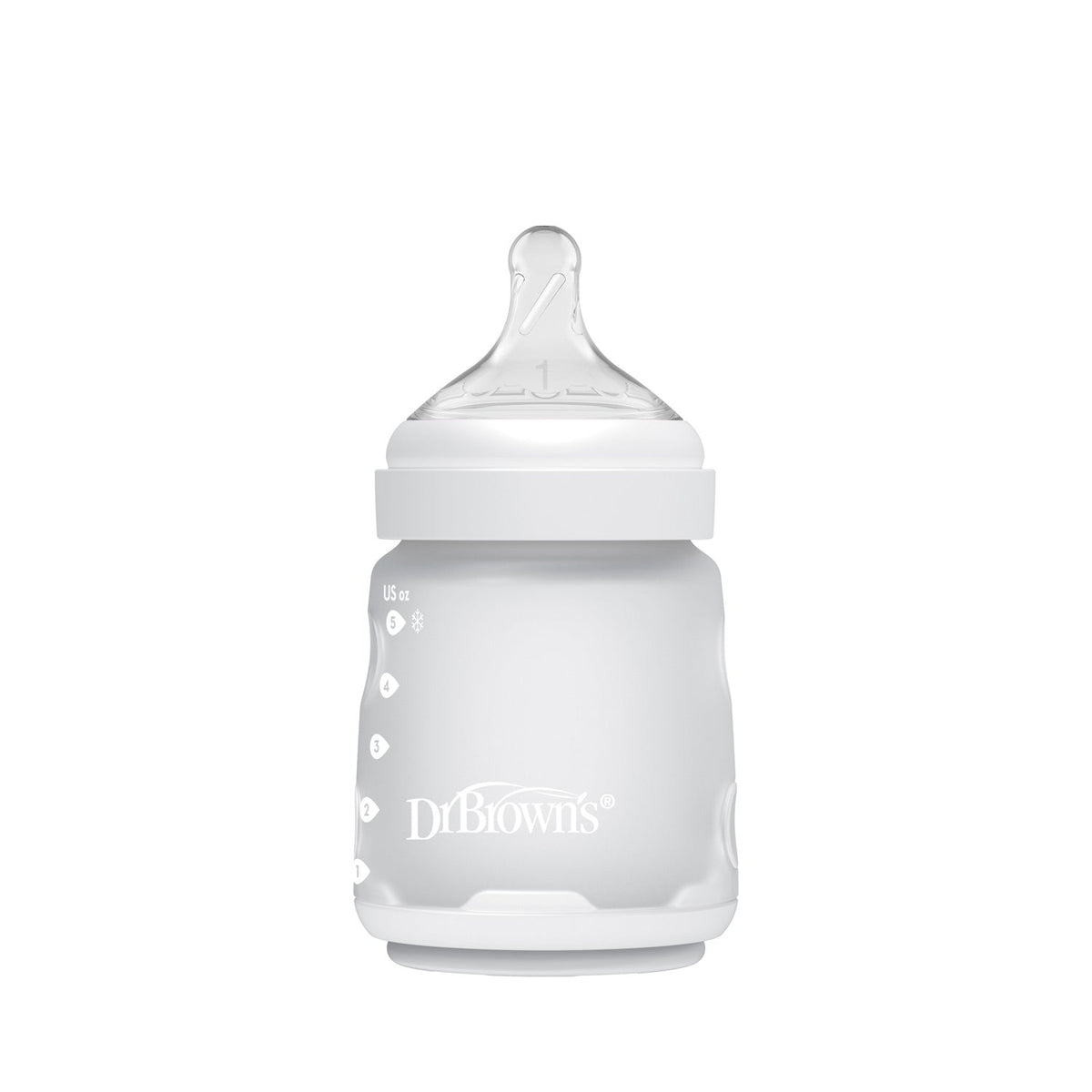 Silicone Options+ Wide-Neck Bottle 150 ml with Level 1 Nipple, Ecru, 0m+