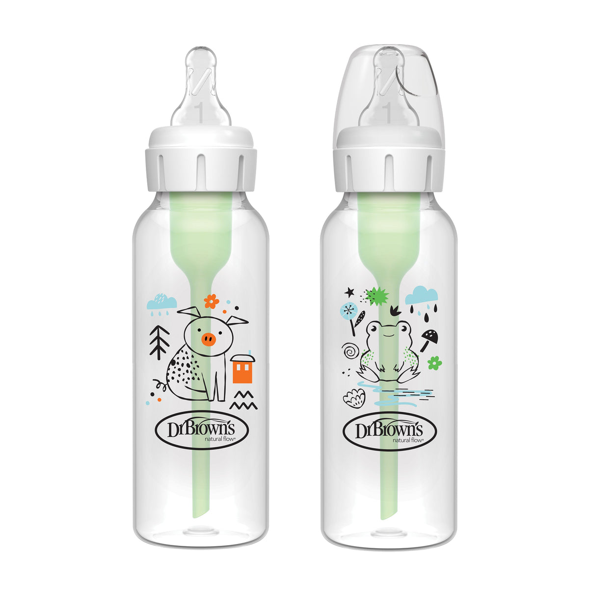 Anti-Colic Options+ Narrow Baby Bottle 250mL, 2-Pack With Level 1 Slow Flow Nipple (SB82040)