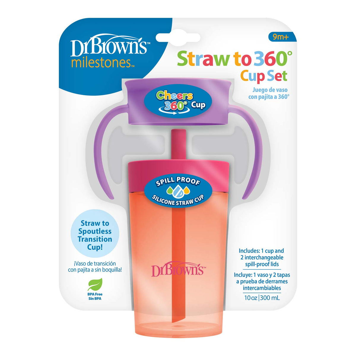 Straw to 360 Cup 300 ml, Coral, 9m+