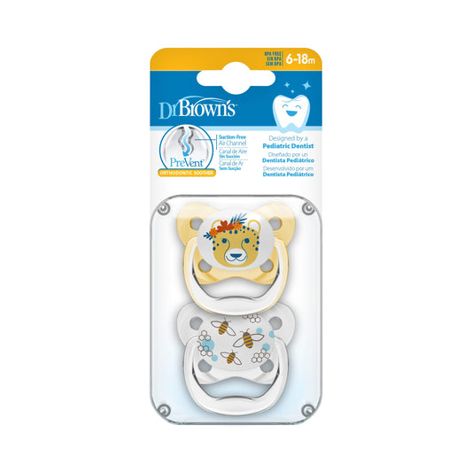 Prevent Orthodontic Soother Stage 2 (6-18m), 2 Pack, Yellow