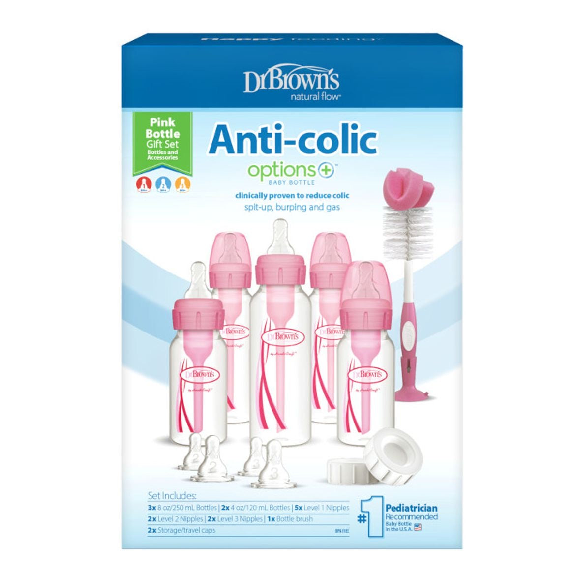 Narrow Options+ Anti-Colic Newborn Gift Set, Pink