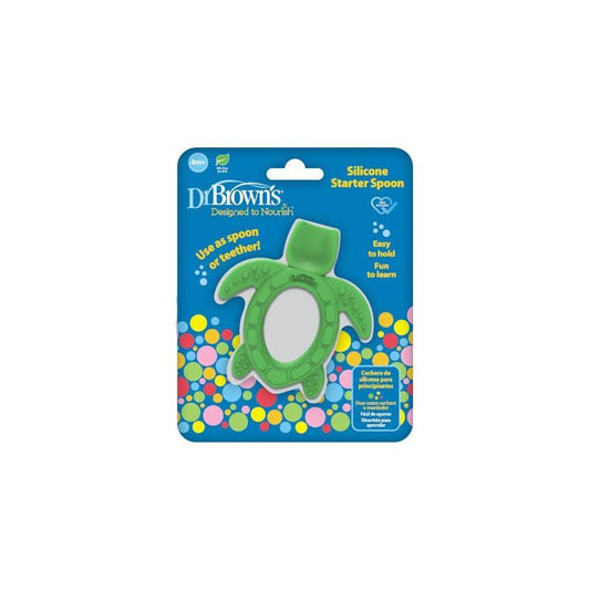 Silicone Starter Spoon + Teether, Turtle 4m+