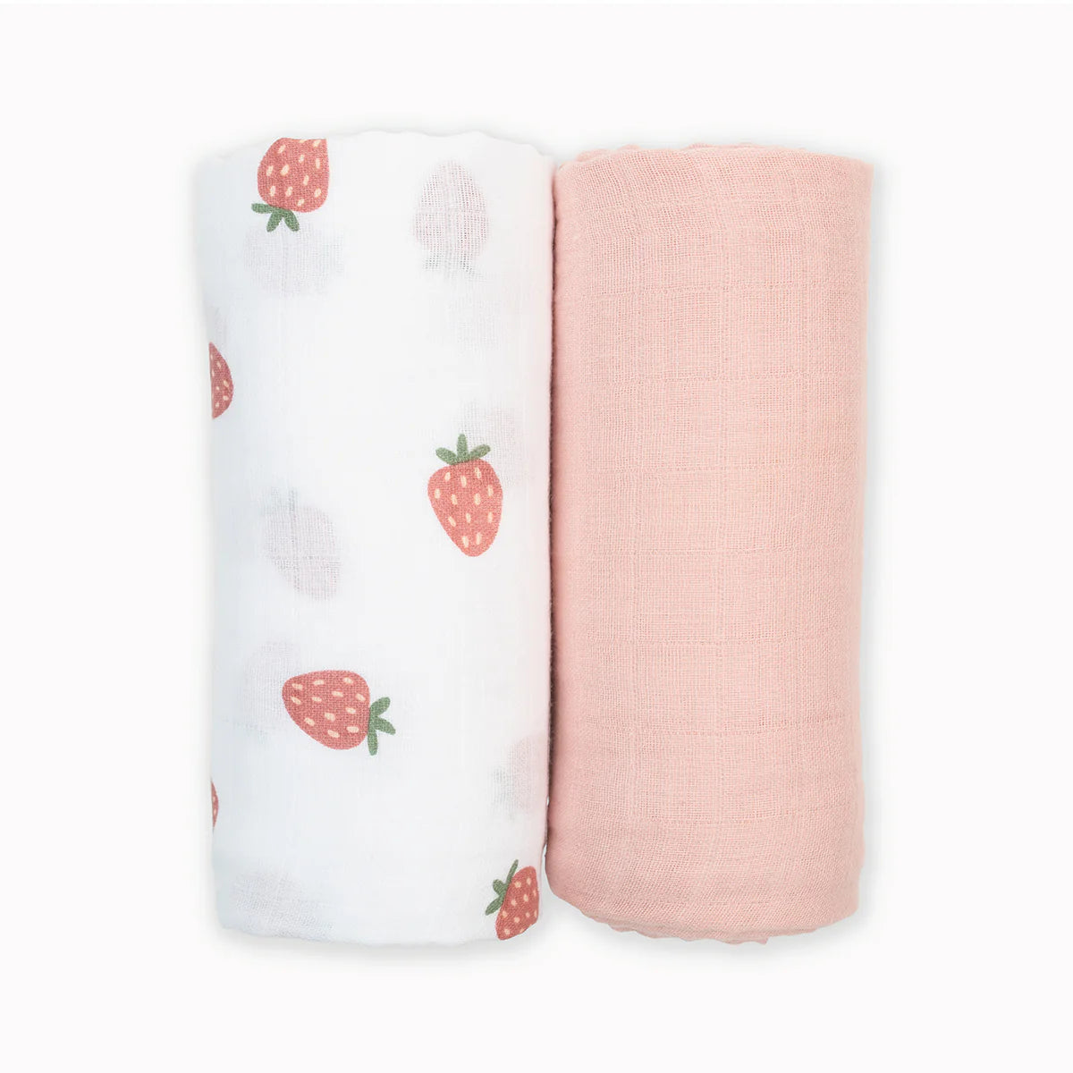 Cotton Muslin Blankets, Pack of 2 - Strawberries/Ballet Slippers