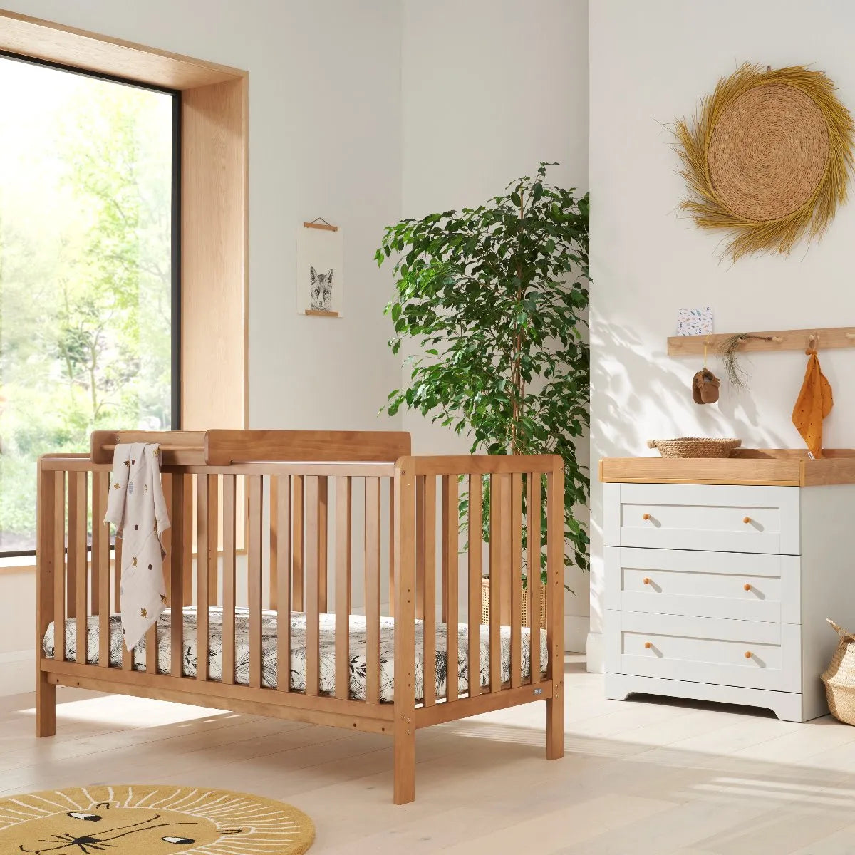 Oak cot top changer on sale