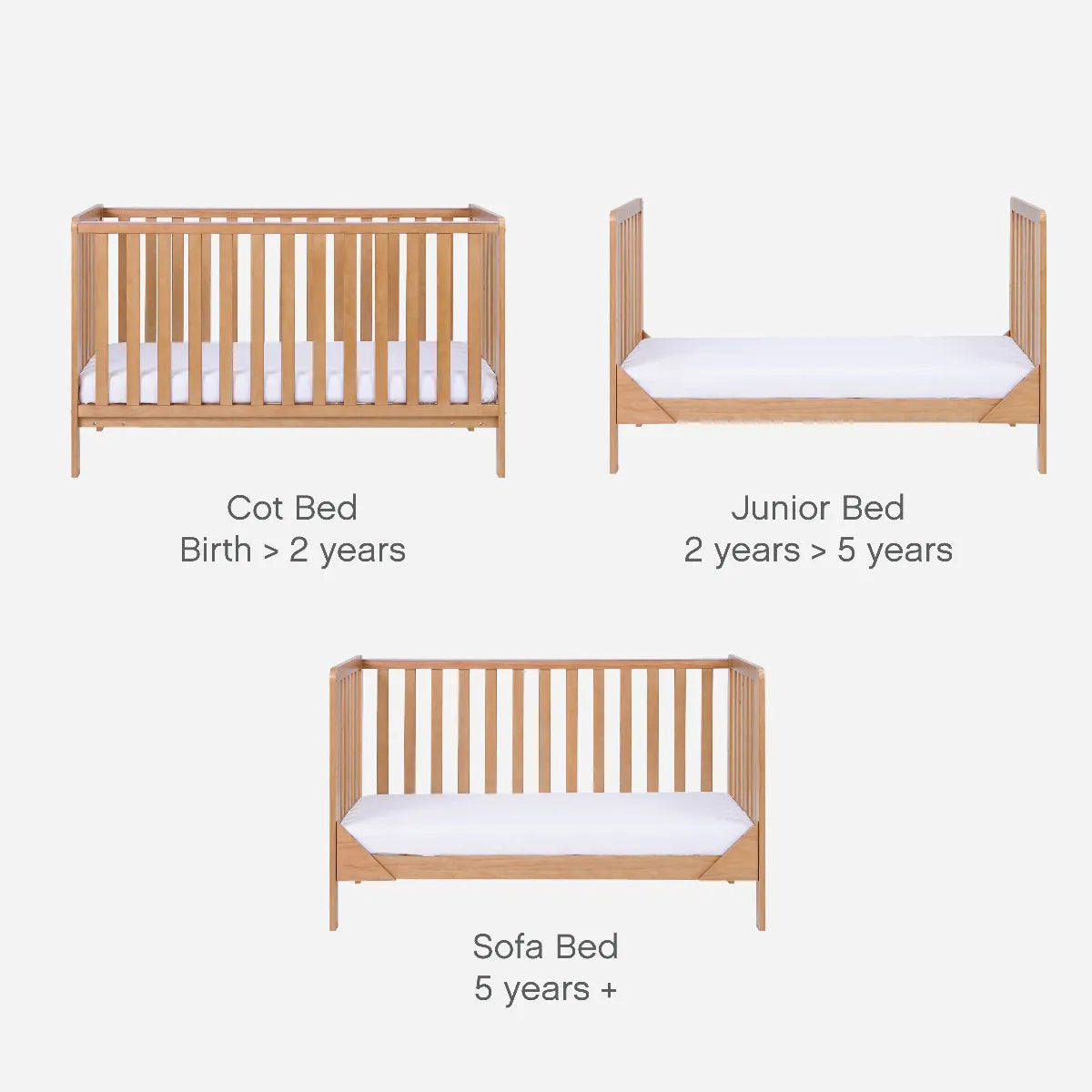 Malmo Cot Bed & Mattress with Cot Top Changer - Oak