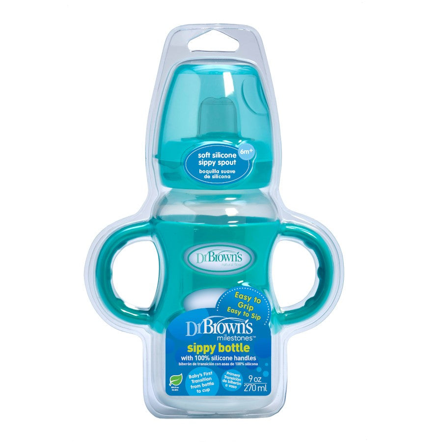 Milestones™ Wide-Neck Sippy Bottle with Handles - Turquoise