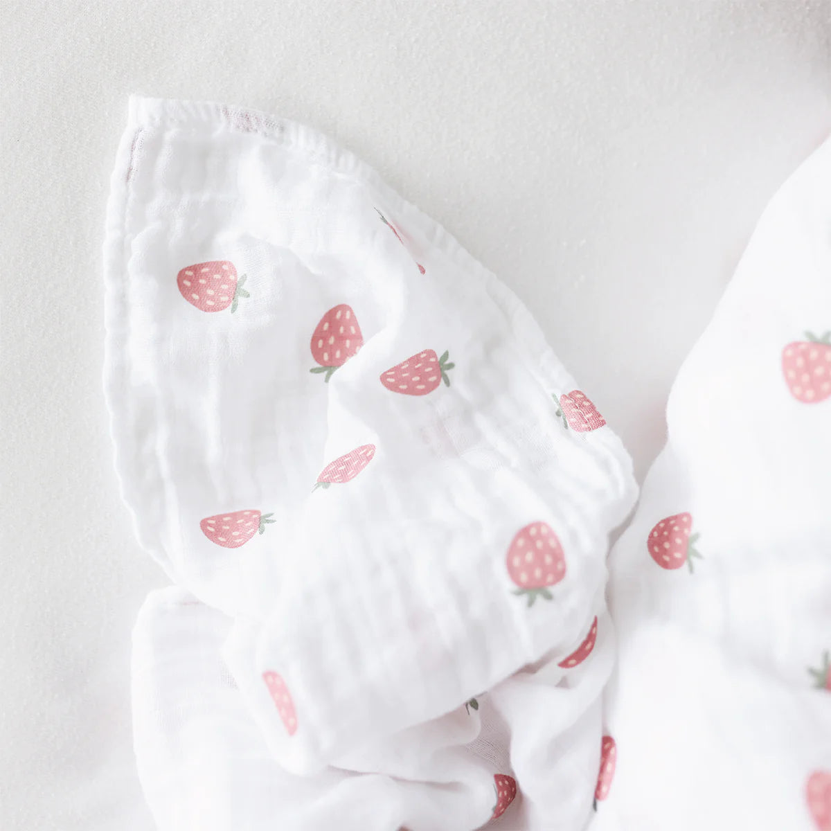 Cotton Muslin Blankets, Pack of 2 - Strawberries/Ballet Slippers