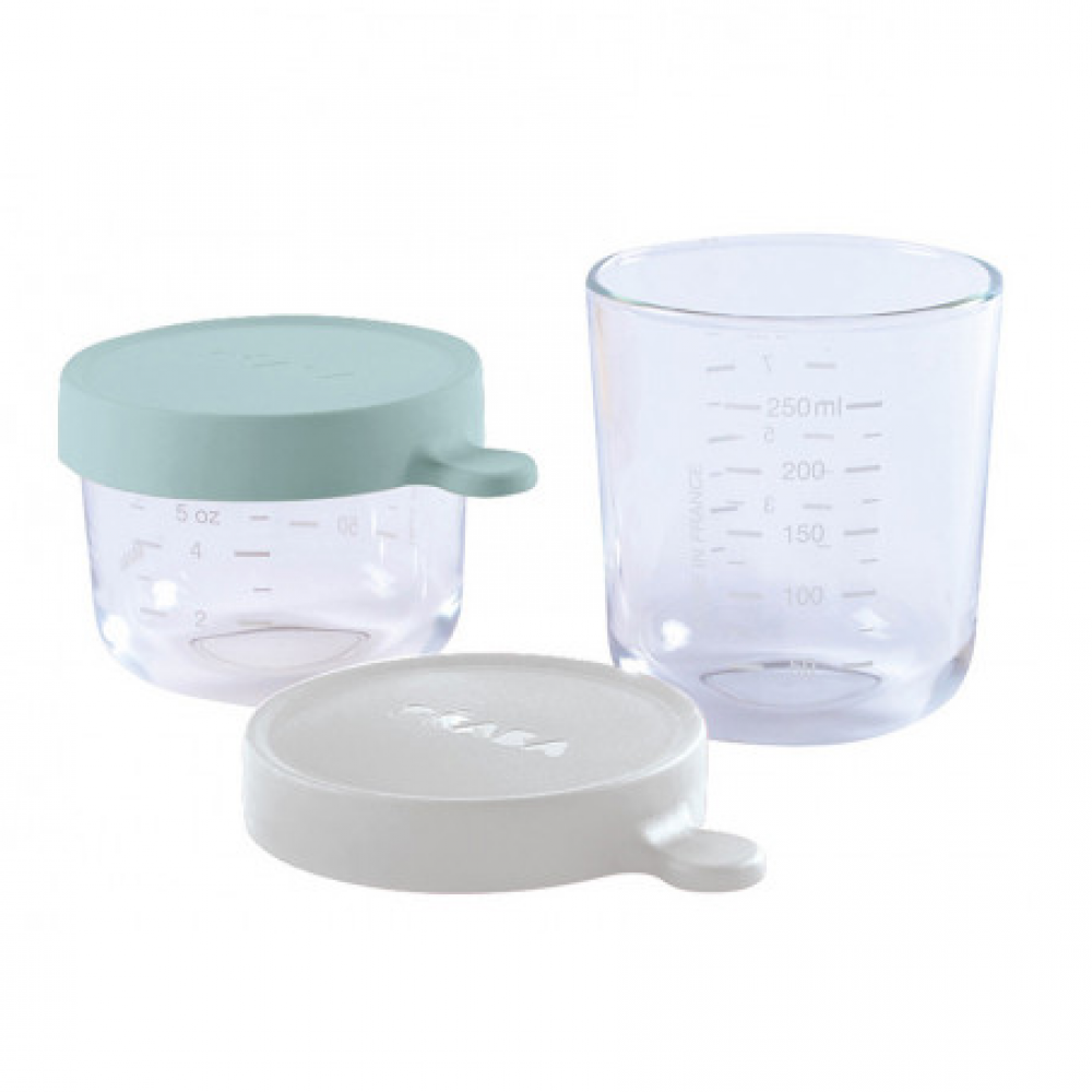 Set of 2 Glass Containers - Cloud/Rain