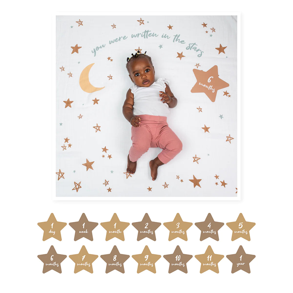 Baby s First Year Stars Blanket Card Set Cookie Dough