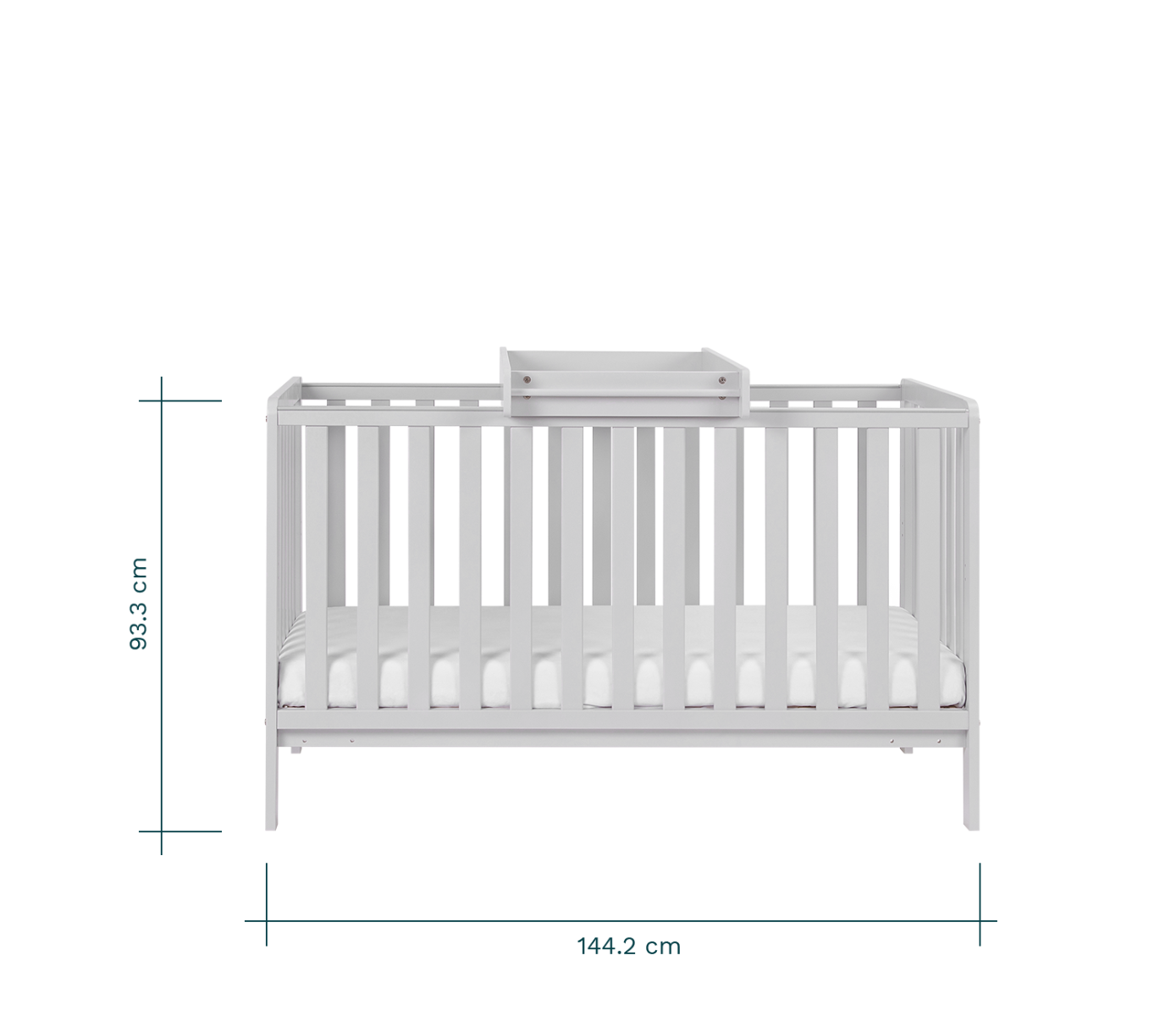 Malmo Cot Bed & Mattress with Cot Top Changer and Chest Changer - White/Dove Grey