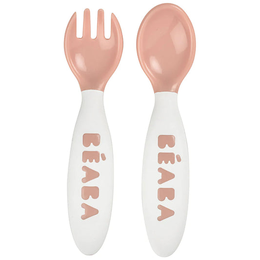 Beaba Training Fork And Spoon 2nd Age Old Pink