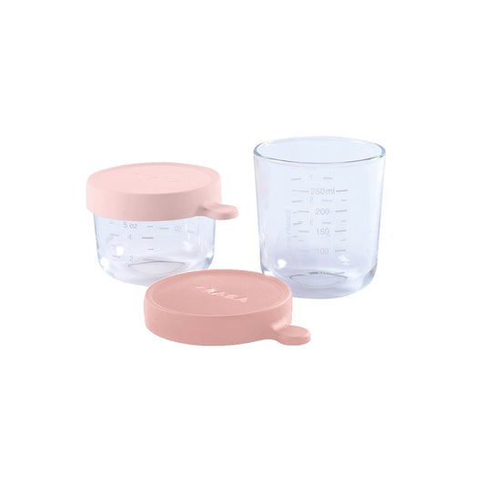 Set of 2 Glass Containers - Pink/Old Pink