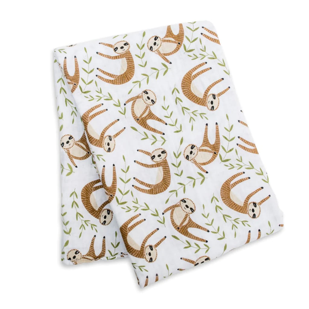 Cotton Muslin Swaddle - Sloth