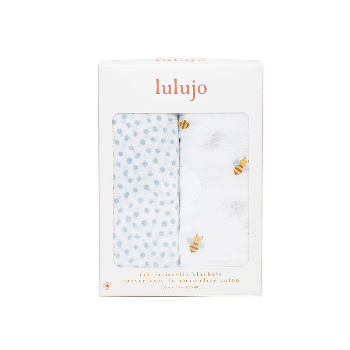 Cotton Muslin Blankets, Pack of 2 - Dots/Bees