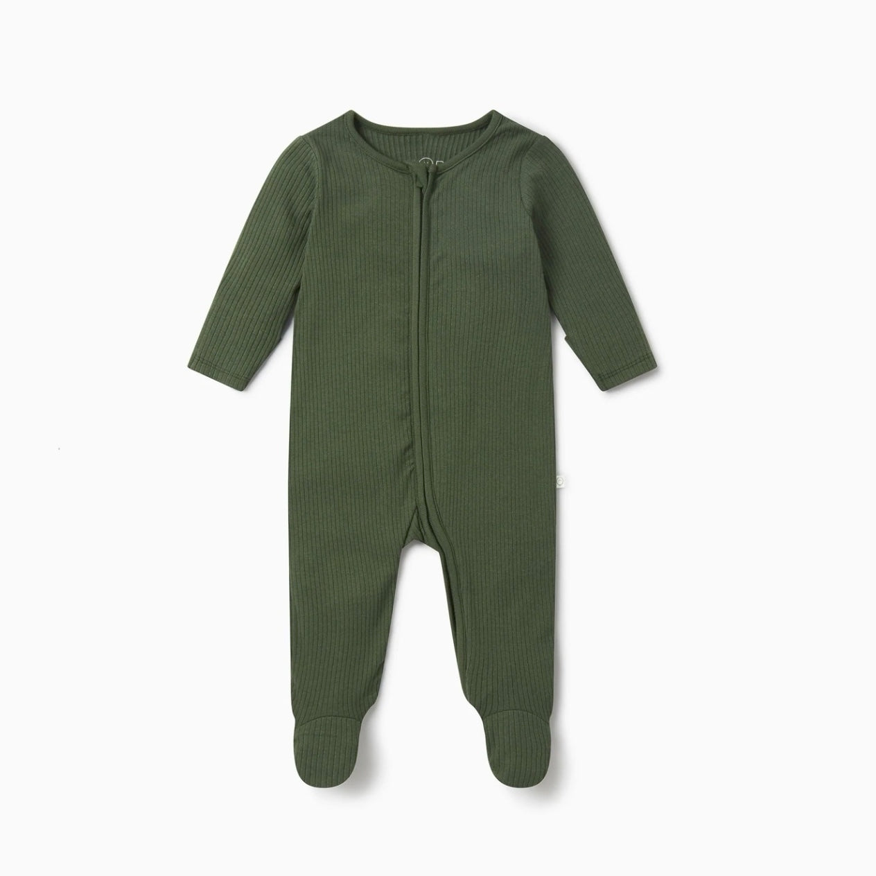 Ribbed Zip-Up Sleepsuit - Pine Green