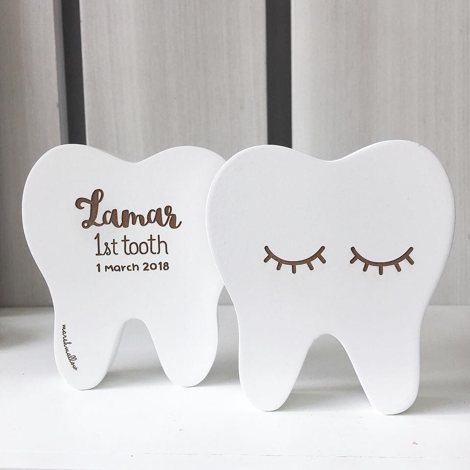 Wooden Tooth Souvenir with Box